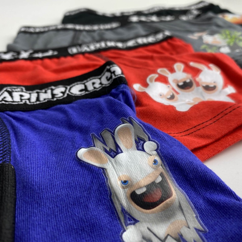 Lot de 5 Boxers Coton Garçon Lapins Crétins (Lot boxers Garçon) French Market chez FrenchMarket