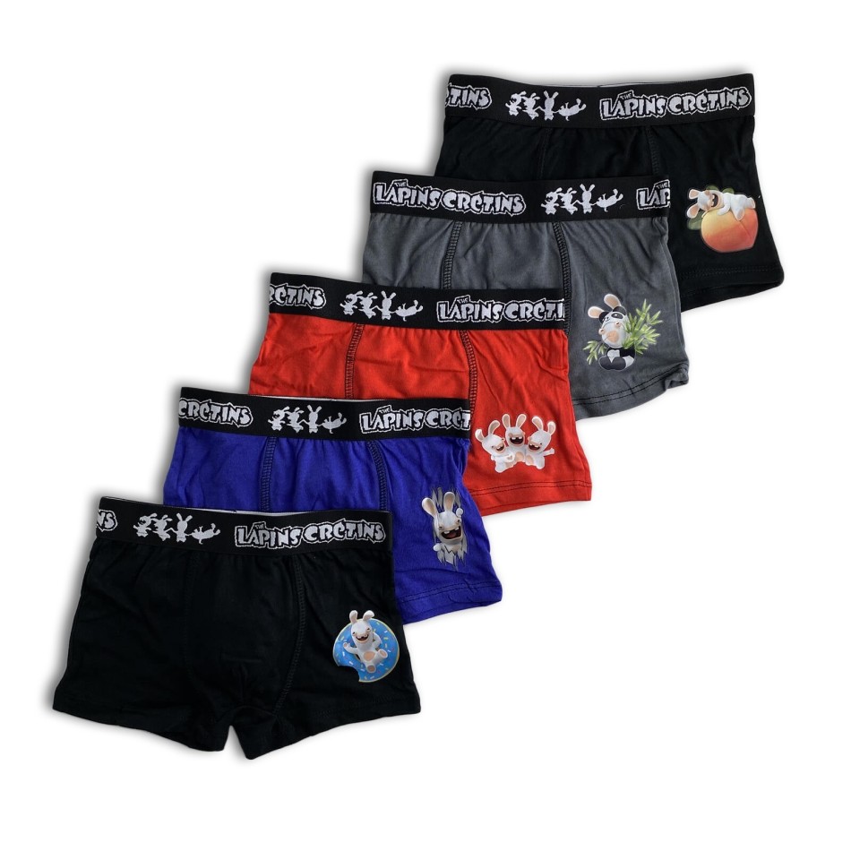 Set van 5 katoenen boxers voor jongens Rabbids (Set jongensboxershorts) French Market chez FrenchMarket