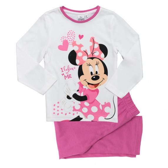 Schlafanzughose Damen Pyjama Schlafhose Disney Minnie Mouse Baumwolle rosa