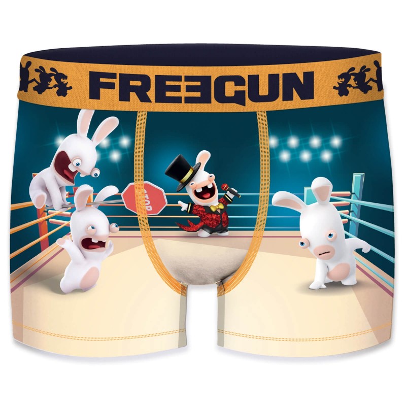 Homme Lapins Crétins Boxer avec Pochette Cadeau Collection Officielle Freegun