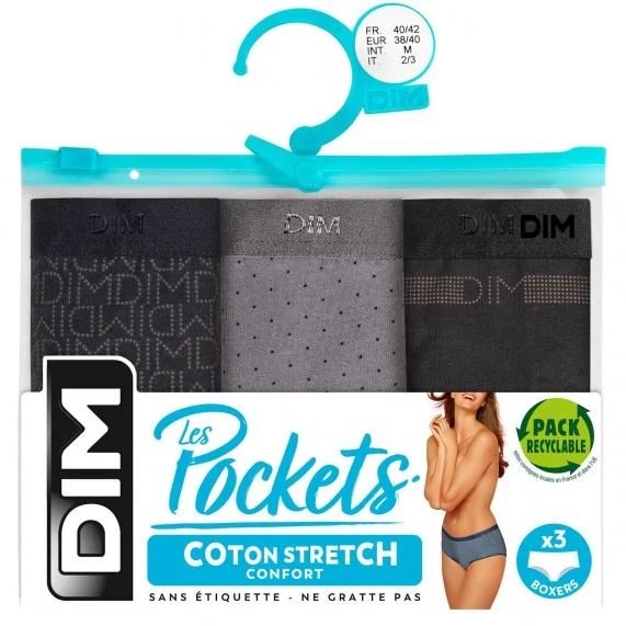 Juego de 3 bóxers de algodón elástico "Les Pockets de Dim" (Boxers) Dim chez FrenchMarket