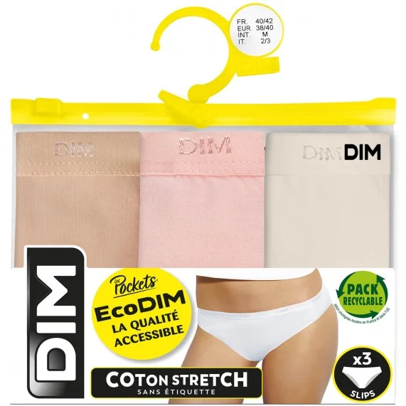 Juego de 3 bragas de algodón elástico "Eco"Dim" (Bragas) Dim chez FrenchMarket