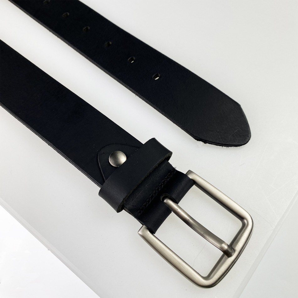 Men's Black Leather Belt - Made in France (Belts) French Market on FrenchMarket