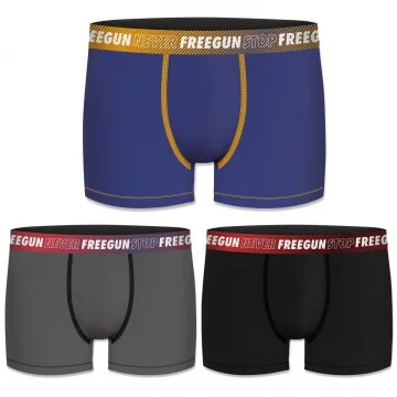Set of 3 Never Stop Cotton Boxers for Men (Boxers) Freegun on FrenchMarket