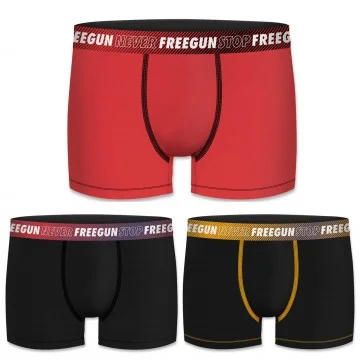 Set of 3 Never Stop Cotton Boxers for Men (Boxers) Freegun on FrenchMarket