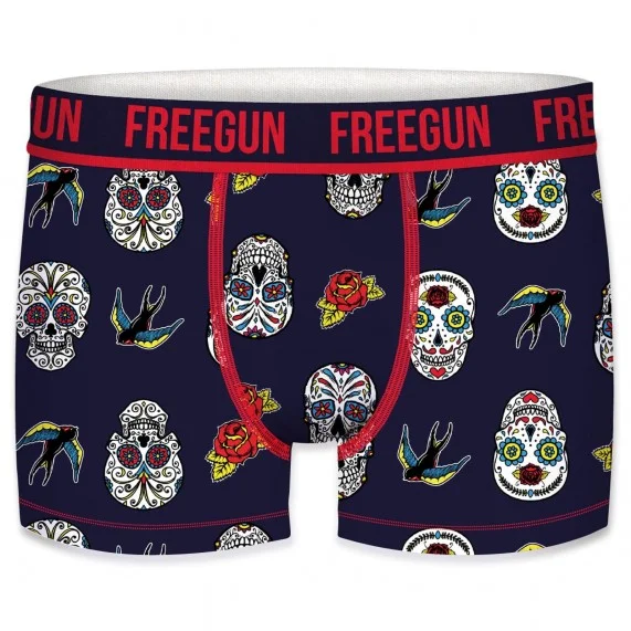 Set of 4 Organic Cotton Boxers for Men Flowers/Skull (Boxers) Freegun on FrenchMarket