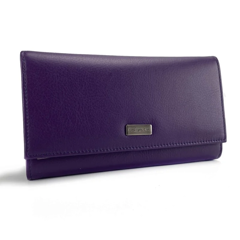 Elephant d'Or - Portefeuille Compagnon Femme en cuir Elephant D'Or Violet