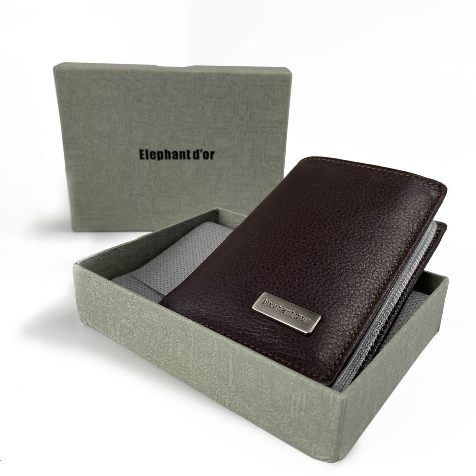 Porte-Cartes en Cuir Elephant D'Or