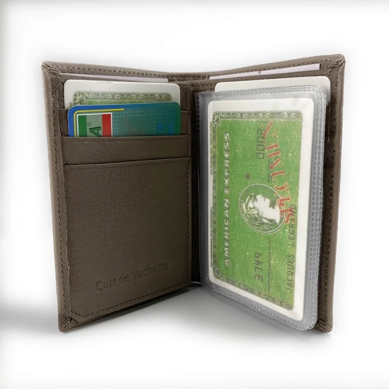 Elephant d'Or - Porte-Cartes en Cuir Taupe