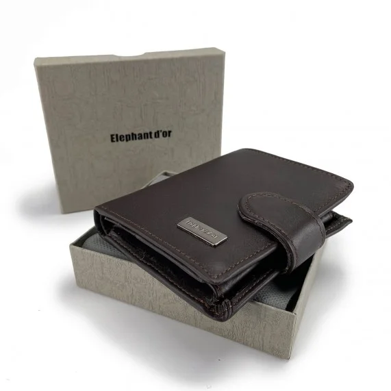 Goldene Elefanten-Ledertasche für Karten und Geldscheine (Geldbörse) Elephant d'Or auf FrenchMarket