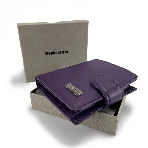 Goldene Elefanten-Ledertasche für Karten und Geldscheine (Geldbörse) Elephant d'Or auf FrenchMarket