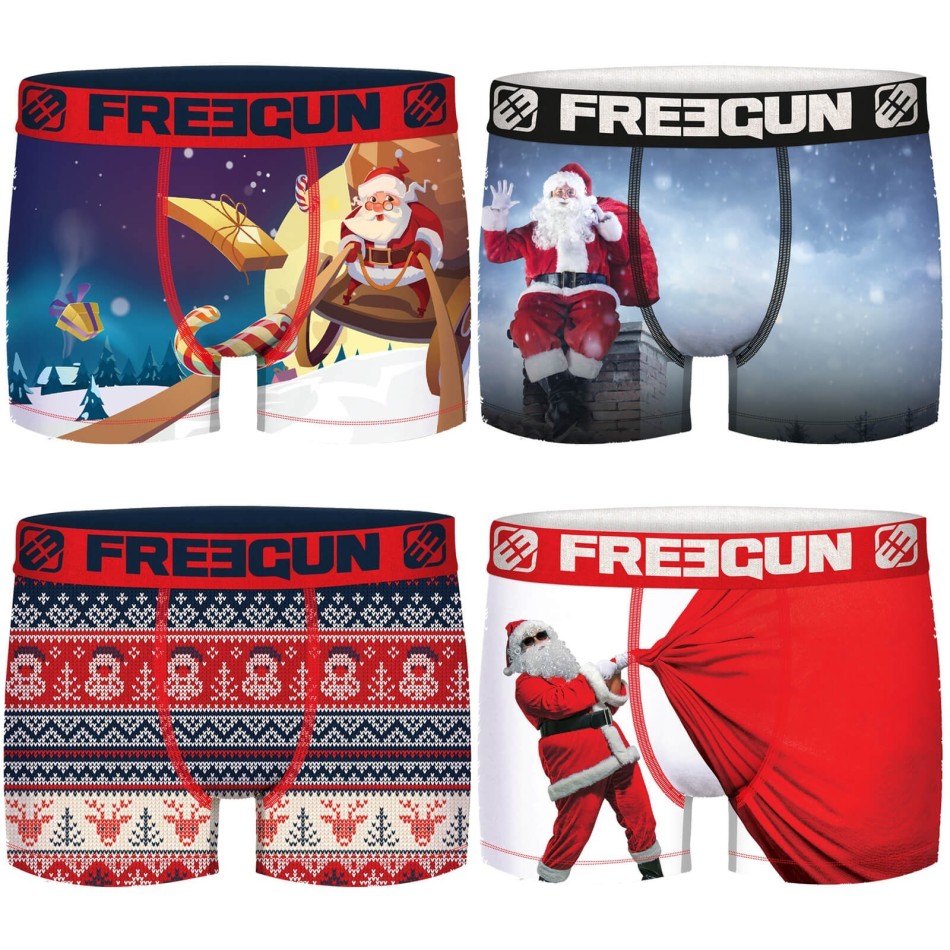FREEGUN Christmas Collection | Set med 4 boxershorts för pojkar