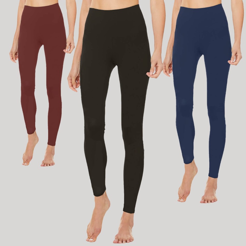Pack of 3 Fleece-Lined Warm Opaque Leggings - bästa pris