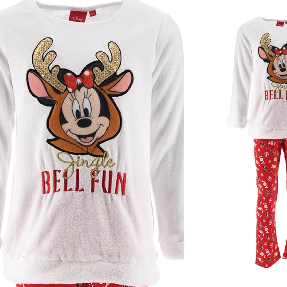 DISNEY Minnie | Vinterpyjamas i velour för flickor Jingle Bell Fun