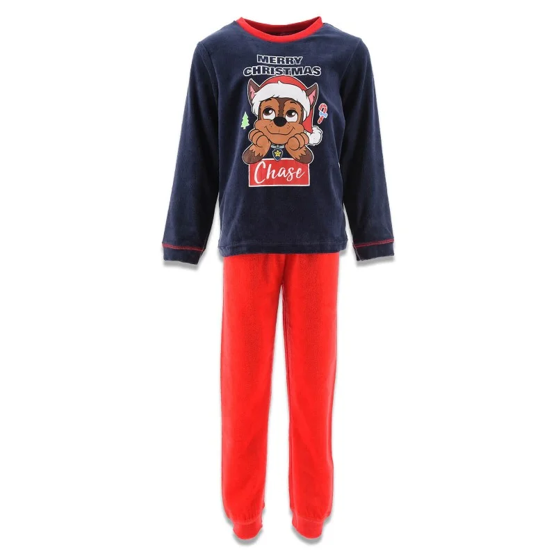 French Market - La Pat' Patrouille - Ensemble de Pyjama Hiver Velours Garçon "Merry Christmas Chase" Bleu Marine 6 ans