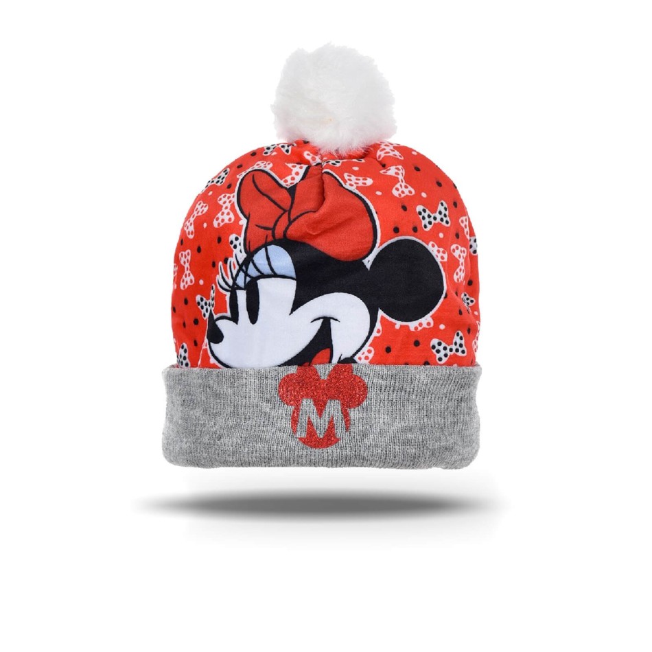 DISNEY - Flicka med Pompom-hatt "Minnie Mouse" | Röd eller grå
