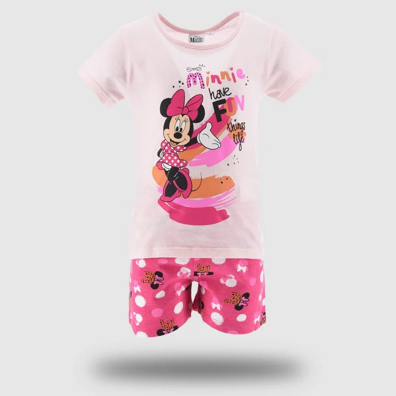 French Market - Ensemble de Pyjama Court Fille "Minnie Mouse Have Fun" Rose 6 ans