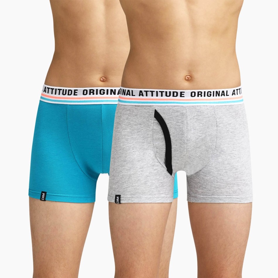 Set van 2 katoenen stretch boxers voor jongens Dim Origineel (Boksers) Dim chez FrenchMarket