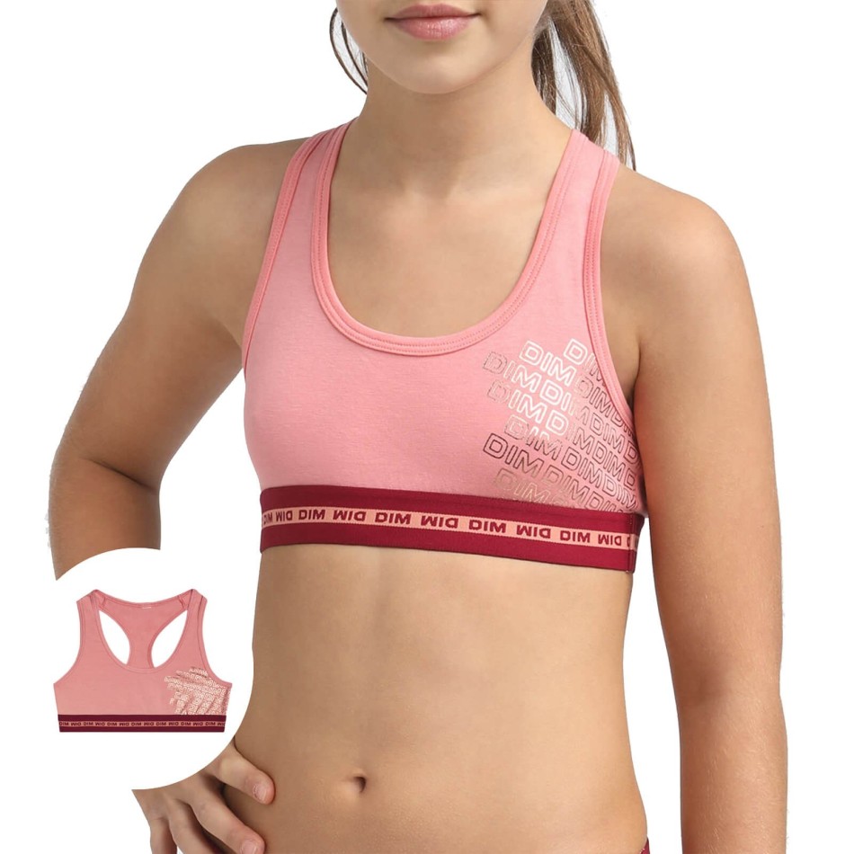 DIM Girl's Sports Bra Cotton Stretch med matchande Shorty