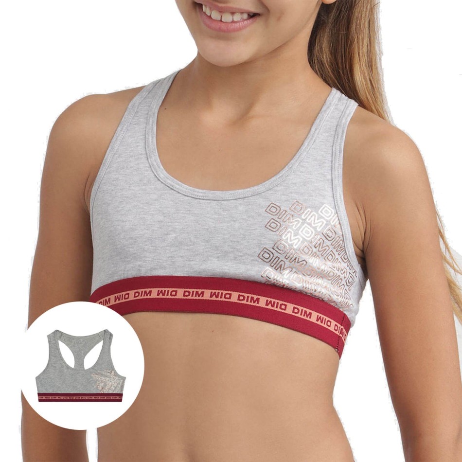 DIM Girl's Sports Bra Cotton Stretch med matchande Shorty