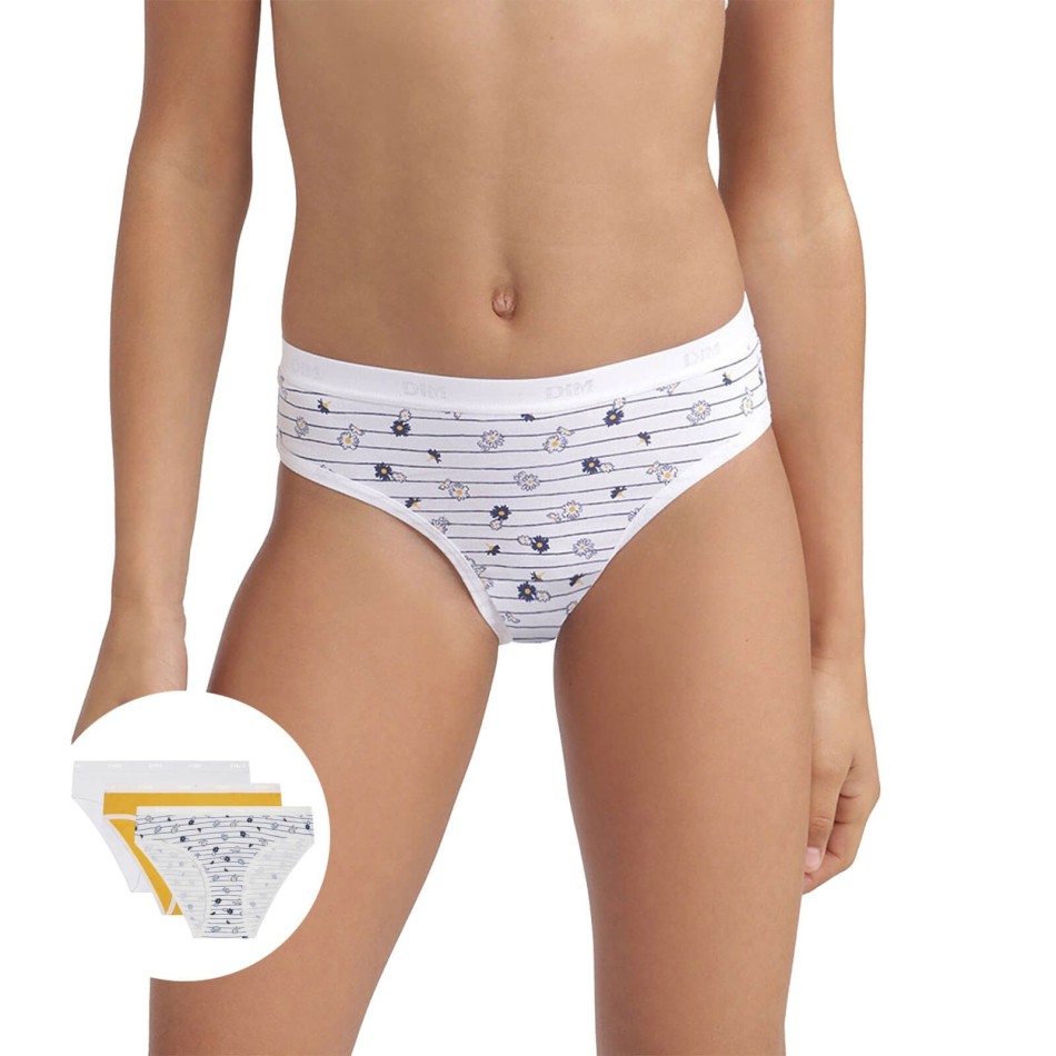 DIM Girl | Set of 3 Cotton Stretch Panties "Les Pockets Ecodim