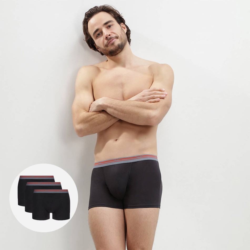 Set van 3 klassieke kleuren katoenen boxers voor mannen (Herenboxershorts) Dim chez FrenchMarket