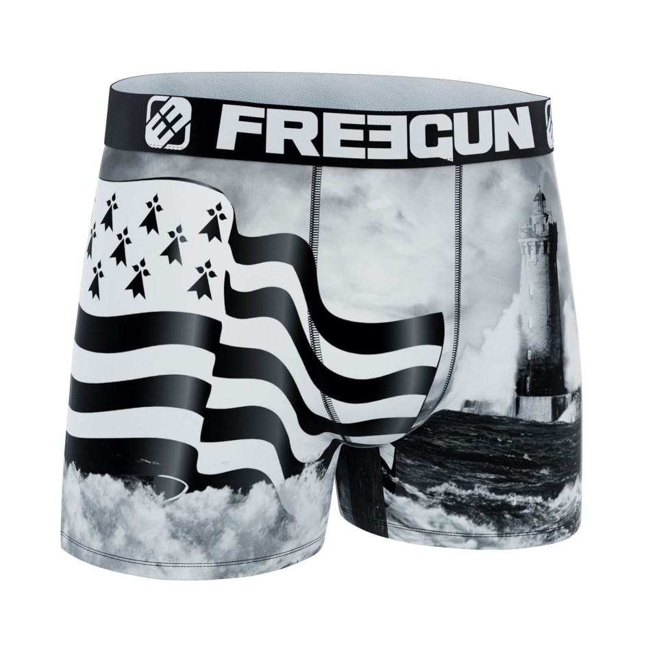 FREEGUN Boxer i mikrofiber för män Bretagne - bretonsk flagga Île Louët fyr