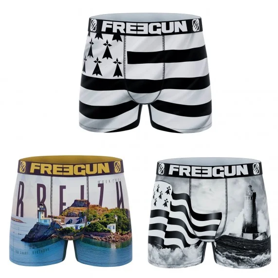 Juego de 3 bóxers de microfibra para hombre "La Bretagne (Calzoncillos para hombre) Freegun chez FrenchMarket