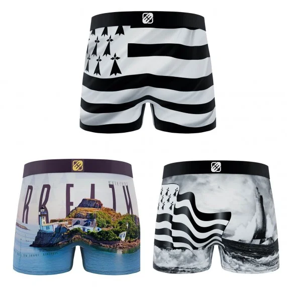 3er-Set Boxershorts für Männer "La Bretagne" aus Mikrofaser (Boxershorts für Männer) Freegun auf FrenchMarket