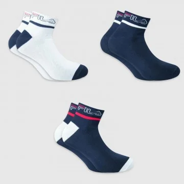 Lot de 3 Paires de Chaussettes Coton Quarter "Colors" (Chaussettes de sport) Fila chez FrenchMarket