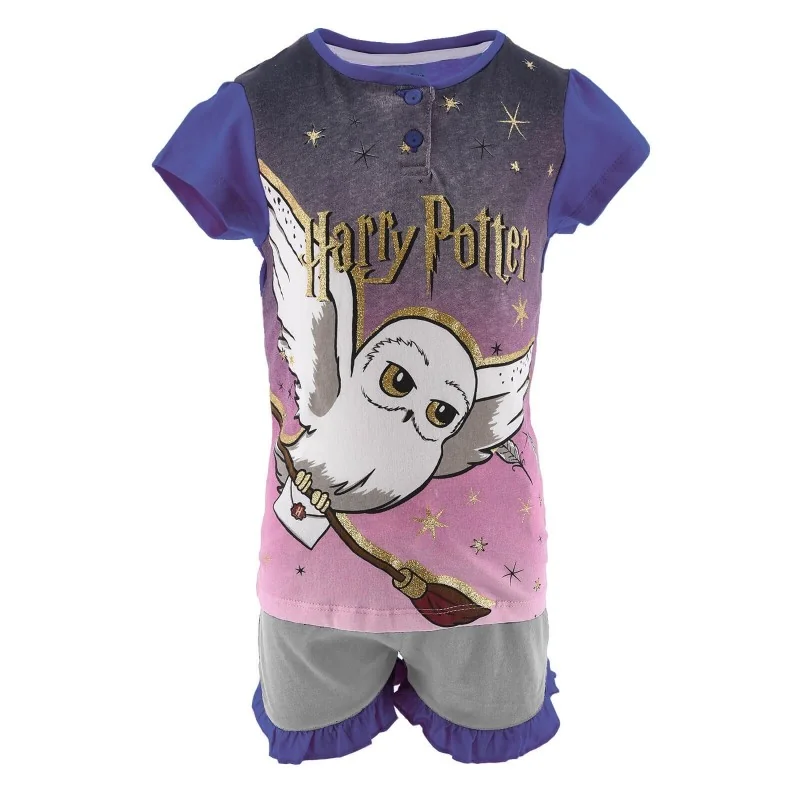 Pyjama Licorne Fille Harry Bear - Haut Manches Courtes + Short - 100% Polyester - Taille Unique