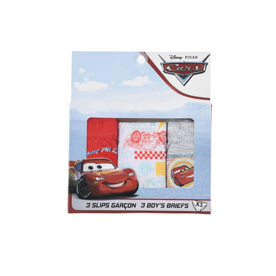 DISNEY PIXAR Cars McQueen | Set med 3 bomullsunderkläder för pojkar |100% COTTON