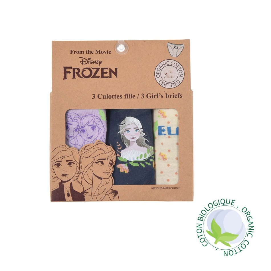 DISNEY The Snow Queen - Juego de 3 bragas de algodón para niñas (Bragas) French Market chez FrenchMarket