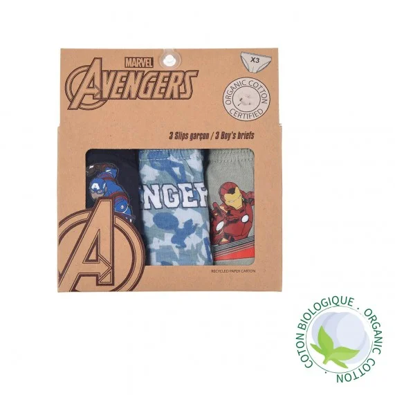 Avengers MARVEL - Set of 3 Boy's Cotton Briefs (Briefs) French Market on FrenchMarket