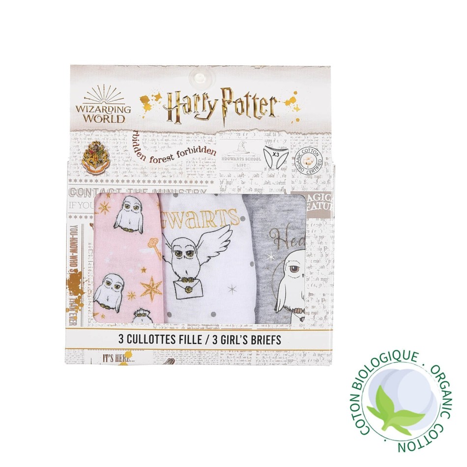 HARRY POTTER - Set of 3 Organic Cotton Girl's Panties