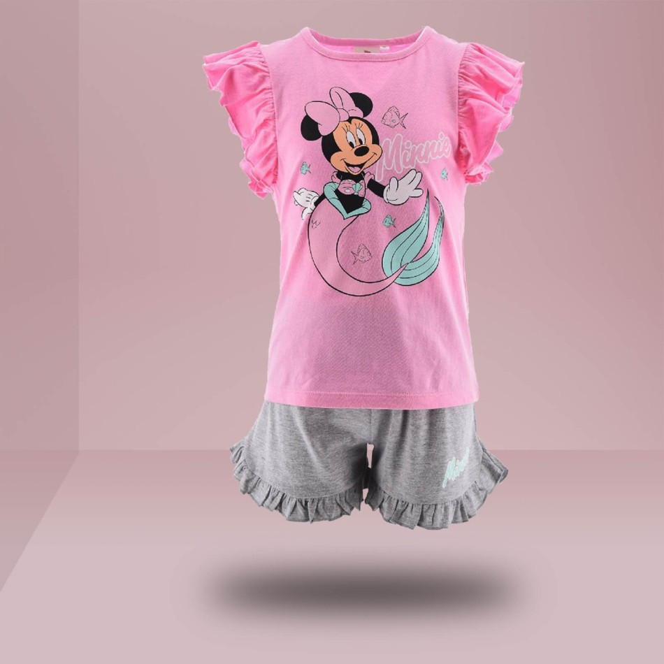 Kort pyjamas för flickor Minnie Mouse Disney i ekologisk bomull