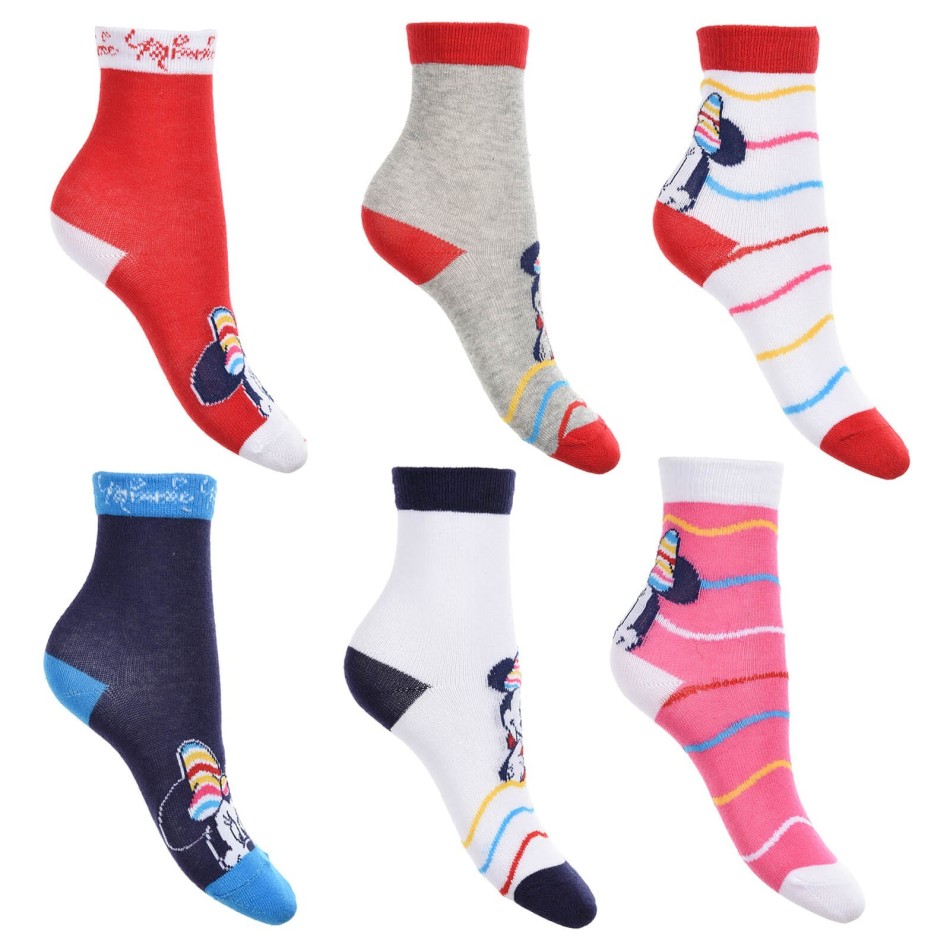 DISNEY Minnie Mouse - 6 Pairs of Girl's Socks Cotton Quality