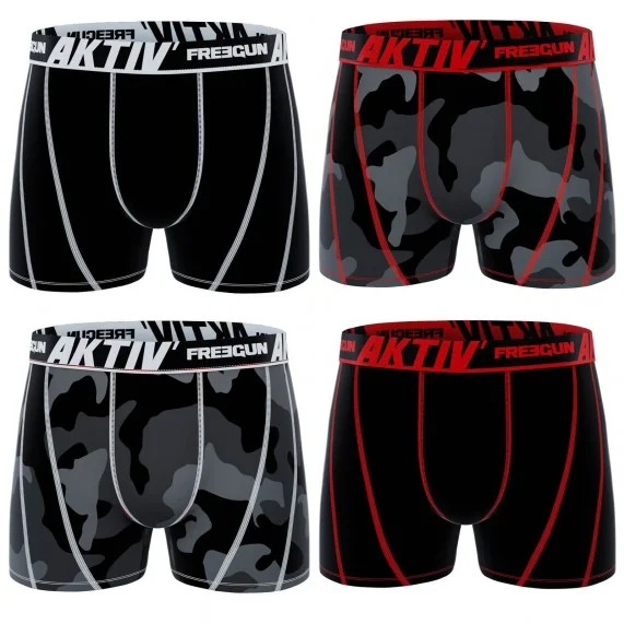 Set of 4 AKTIV Sport Cotton Boxers for Men "Camou (Boxers) Freegun on FrenchMarket