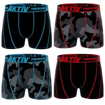 Set of 4 AKTIV Sport Cotton Boxers for Men "Camou (Boxers) Freegun on FrenchMarket
