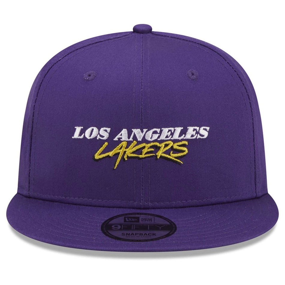 New Era 9FIFTY Los Angeles Lakers NBA Script Team Purple Flat Cap
