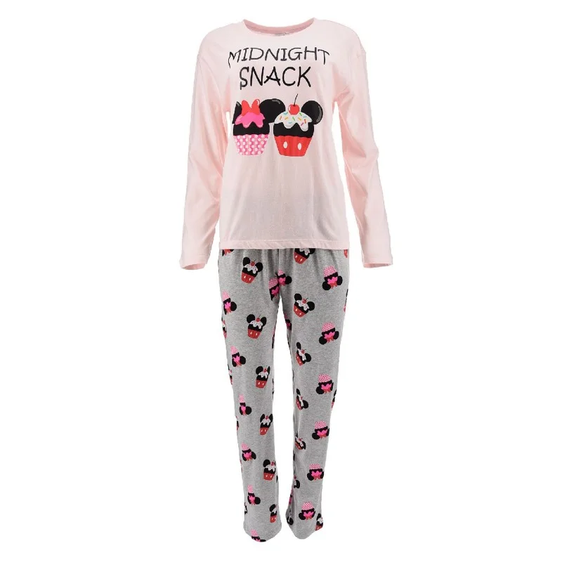 French Market - Minnie Mouse - Ensemble Pyjama Long Femme en Coton "Midnight Snack" XL Rose