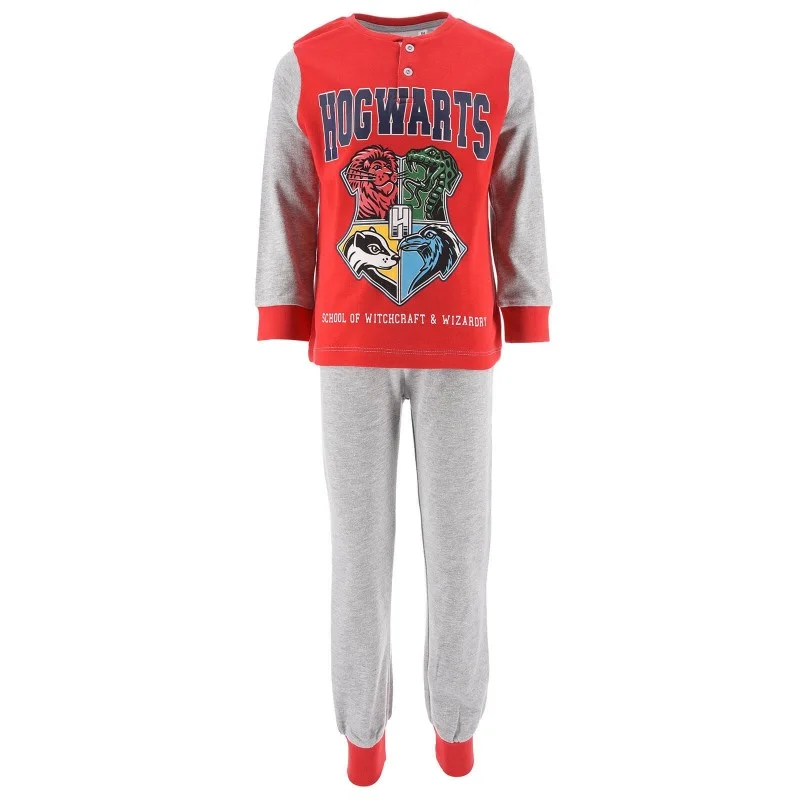 French Market - Pyjama Long Coton Garçon Harry Potter "Hogwarts School" Gris 10 ans