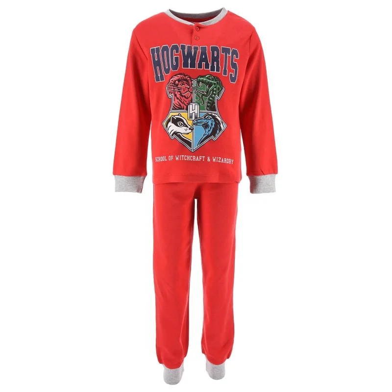 French Market - Pyjama Long Coton Garçon Harry Potter "Hogwarts School" Rouge 10 ans
