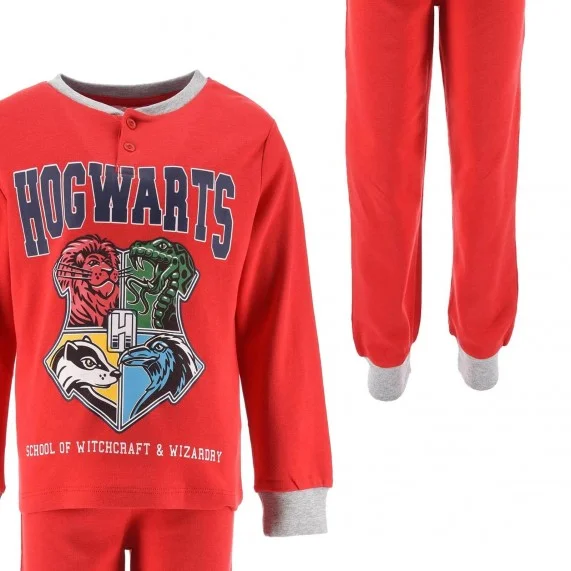 Pyjama Long Coton Garçon Harry Potter "Hogwarts School" (Ensembles de Pyjama) French Market chez FrenchMarket