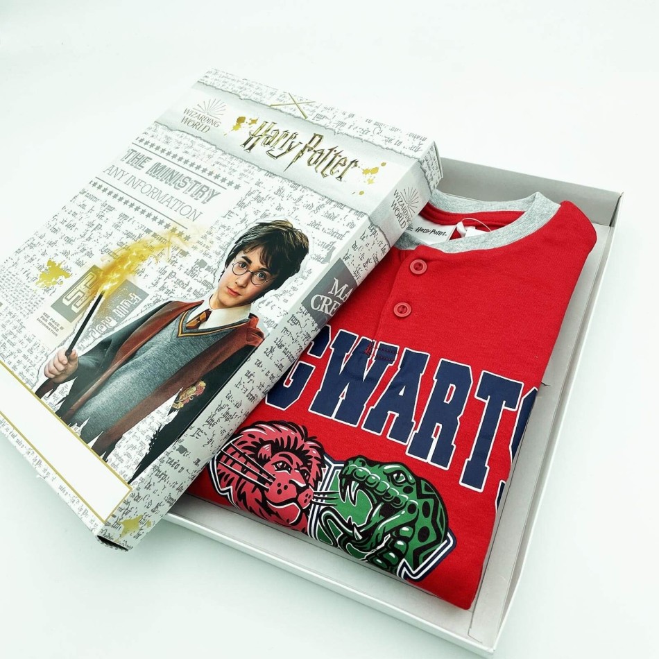 Harry Potter lång pyjamas för pojkar "Hogwarts School" 100% bomull