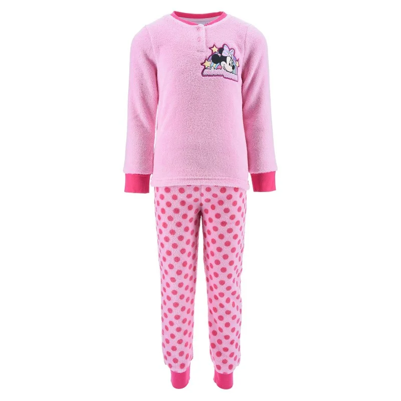 French Market - Pyjama Long Polaire Fille Minnie Mouse "Rainbow" Rose 3 ans