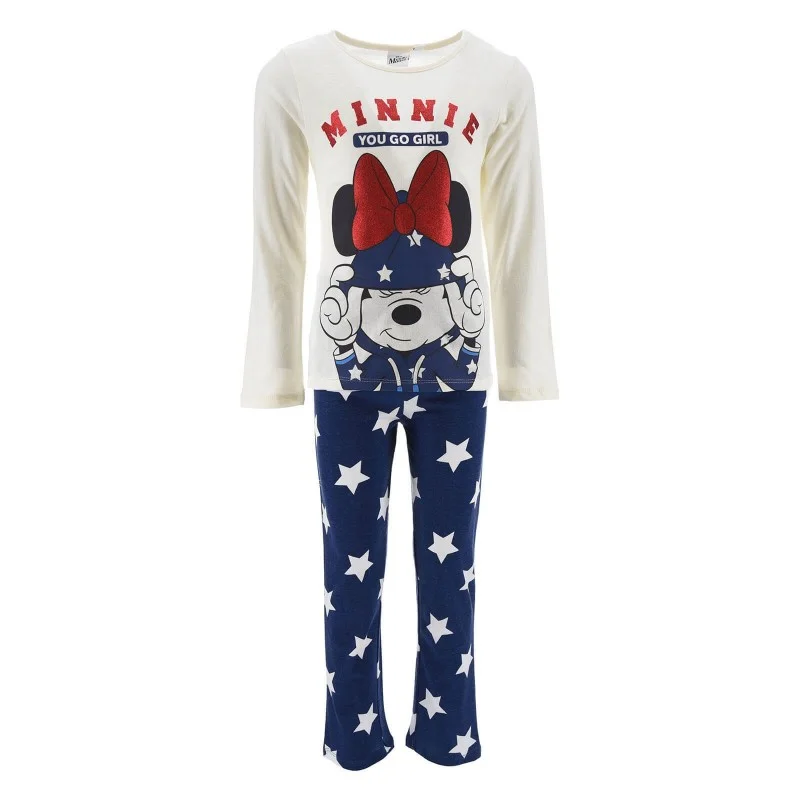 French Market - Pyjama Long Coton Fille Minnie Mouse "You Go Girl" Bleu 6 ans