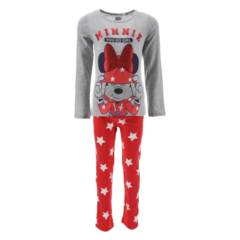 French Market - Pyjama Long Coton Fille Minnie Mouse "You Go Girl" Rouge 6 ans