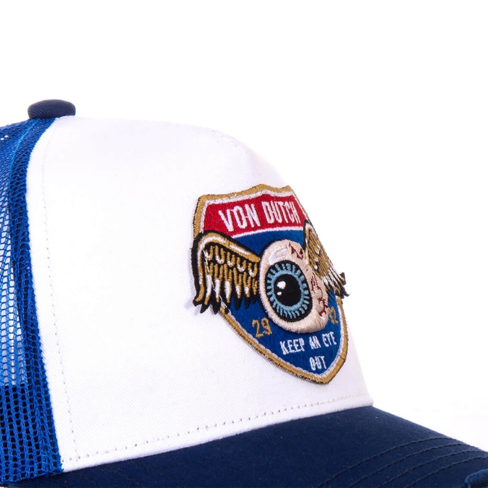 Von Dutch Trucker High Keep An Eye Out Cap Blue & White - Vintage Snapback