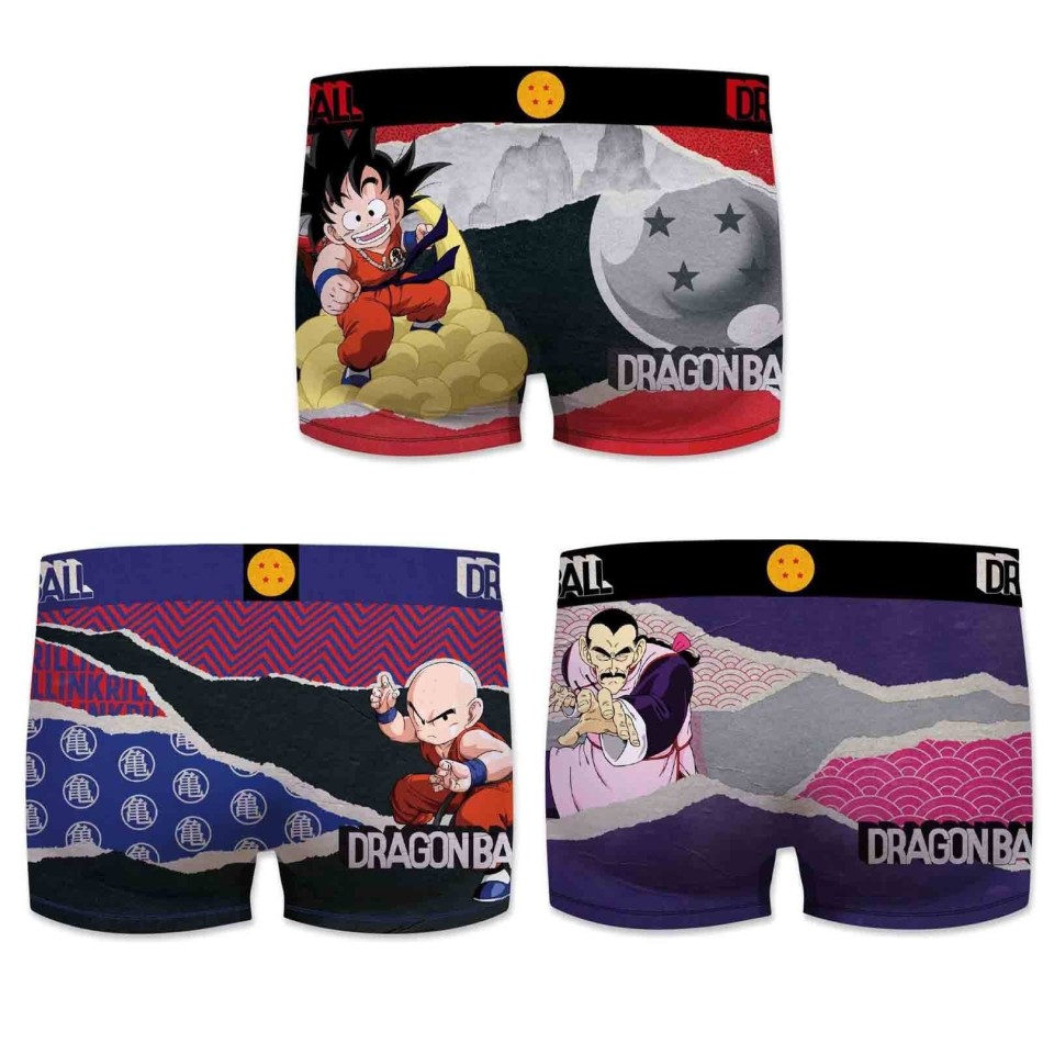 FREEGUN Set med 3 Dragon Ball Boxershorts för män Championnat Martial Arts